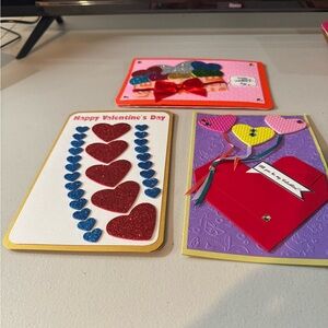 Valentine's Day Glitter Heart Cards Set